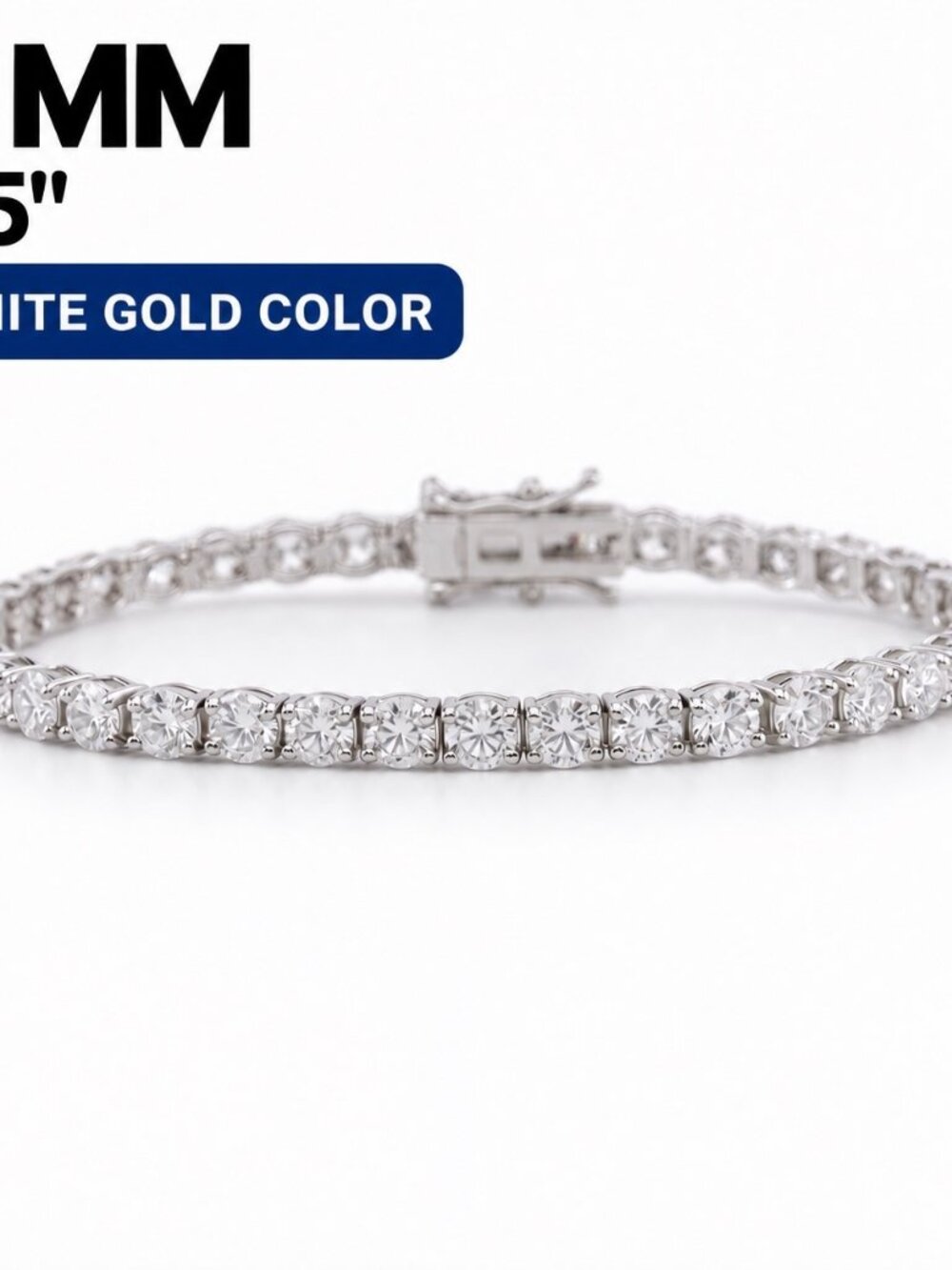 LEKANI 4mm Moissanite Tennis Bracelet S925 Silver 8.5 in